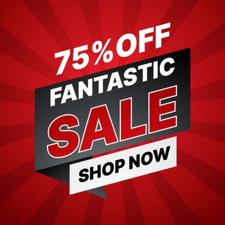 sale banner design template in red ,black and white color. vector illustrationのイラスト素材