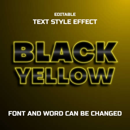 text effect design with black and yellow colorのイラスト素材
