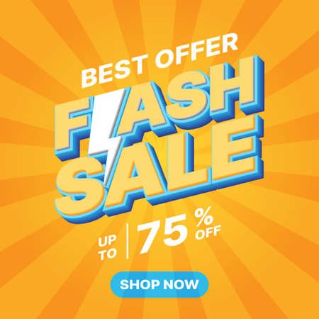 3d flash sale banner design template. business vector illustrationのイラスト素材