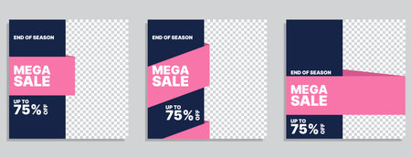 set of sale banner. social media post template. vector illustrationのイラスト素材