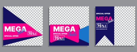set of sale banner. social media post template. vector illustrationのイラスト素材