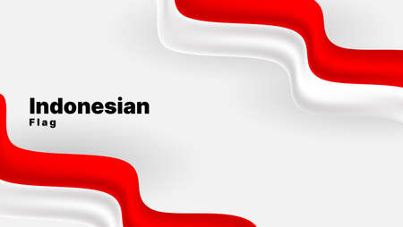 patriotic background with wavy indonesian flag. red and white color. vector illustrationのイラスト素材