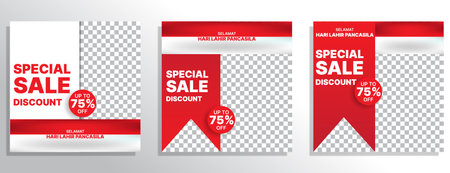 set of sale banner special pancasila day in indonesia. social media post template. vector illustrationのイラスト素材