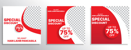 set of sale banner special pancasila day in indonesia. social media post template. vector illustrationのイラスト素材