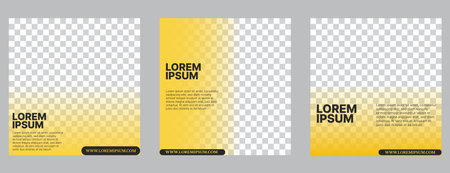 social media post template set with yellow and black colorのイラスト素材