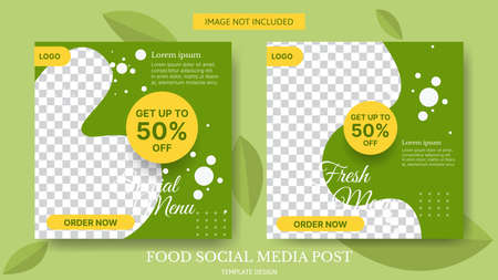 food culinary social media post template design for promotion in green and yellowのイラスト素材