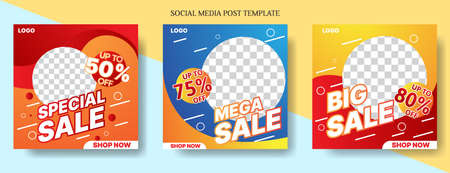 sale social media post template design with blue and orange color.business vector illustrationのイラスト素材