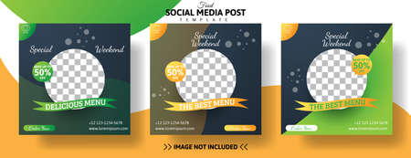 food social media post template design for promotion. business vector vector illustrationのイラスト素材