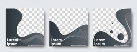 social media post template set with black colorのイラスト素材