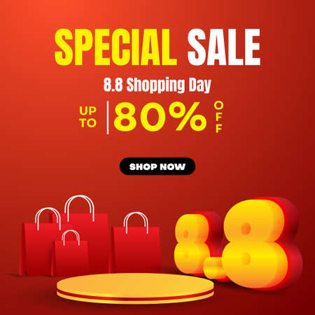 8.8 sale banner social media post template. business vector illustrationのイラスト素材