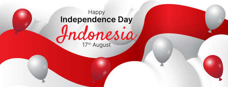 Indonesia Independence day banner background with indonesian flag. vector illustrationのイラスト素材