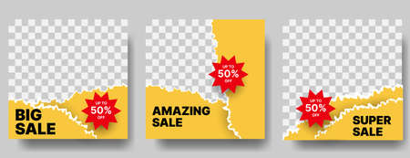 fashion sale banner design template for social media post with yellow and black.vector illustrationのイラスト素材