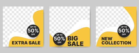 fashion sale banner design template for social media post with yellow and black.vector illustrationのイラスト素材