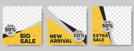 fashion sale banner design template for social media post with yellow and black.vector illustrationのイラスト素材