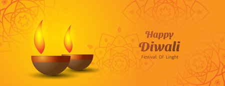 happy diwali banner background. festival of lights banner design. vector illustrationのイラスト素材
