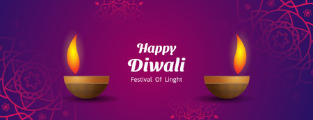 happy diwali banner background. festival of lights banner design. vector illustrationのイラスト素材