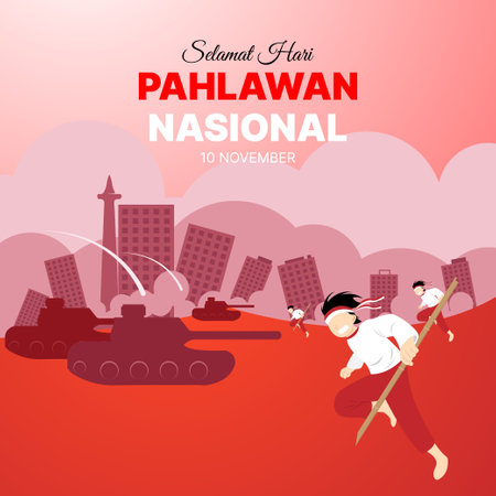 Selamat hari pahlawan nasional or indonesian national heroes day banner background for social media postのイラスト素材