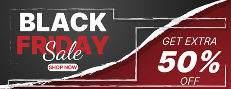 black friday sale poster or banner background in red and black colorのイラスト素材