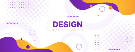abstract banner background with fluid shapes in purple and orange color. vector illustrationのイラスト素材
