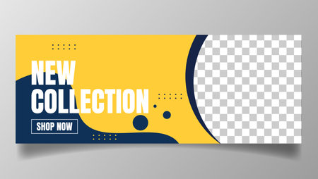 fashion sale banner design for social media in yellow and blue colorのイラスト素材