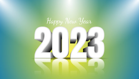 2023 white bold letters 3d illustration with light and shadow