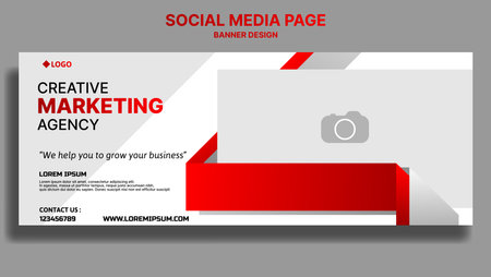 creative marketing agency social media cover page design, web banner for marketing agencyのイラスト素材
