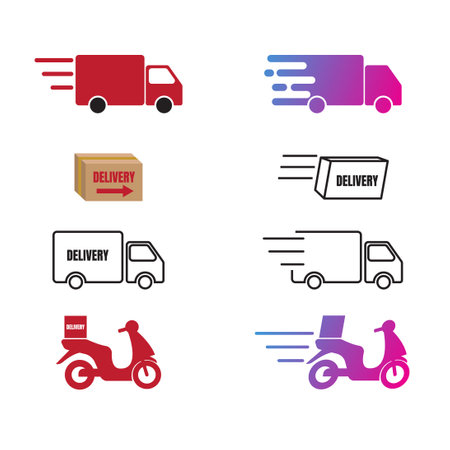 delivery icon collection with eight choices. vector illustrationのイラスト素材