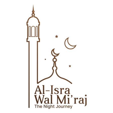 Isra Mi'raj vector illustration with mosque, stars and moonのイラスト素材