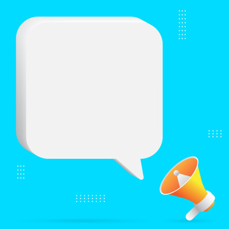 realistic megaphone and speech bubble for announcement banner design. vector illustrationのイラスト素材