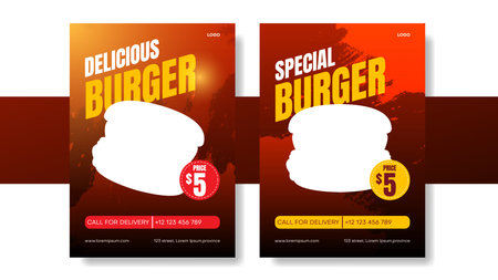 burger poster design with grunge background. food layout design.のイラスト素材