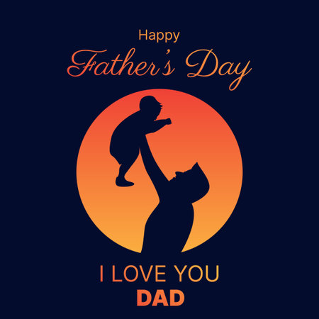 father's day greeting card design with silhouette of father and sonのイラスト素材