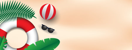summer banner background with space for text. seasonal vector illustrationのイラスト素材