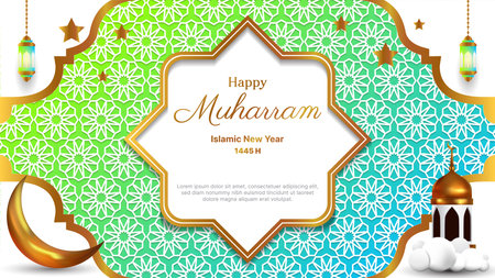 happy islamic new year background. muharram card vector designのイラスト素材