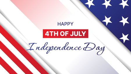 happy 4th of july independence day banner design with american flag decorationのイラスト素材