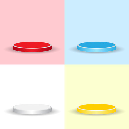 podium vector design set with four option color. suitable for product display presentationのイラスト素材