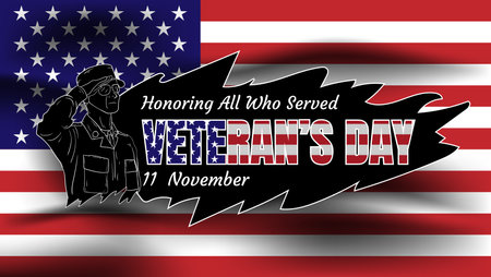 veteran's day banner design with american flag background. vector illustrationのイラスト素材
