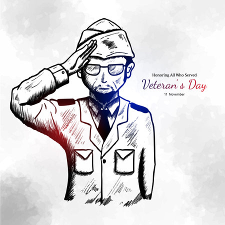 veteran sketch in hand drawn style for veteran's day. vector illustrationのイラスト素材