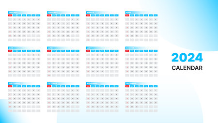 2024 calendar corporate vector design in blue and whiteのイラスト素材