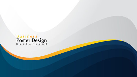 abstract corporate poster design background with blue and orange wavy shapesのイラスト素材