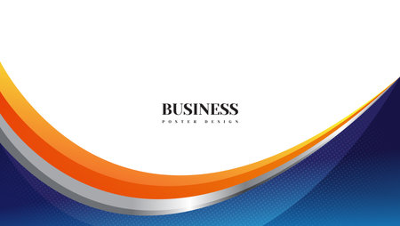 abstract background with blue and orange wavy shapes for business poster design, corporate banner design, presentation, etc.のイラスト素材