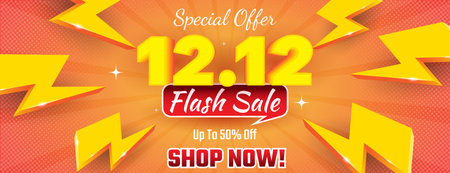 12.12 flash sale banner vector design in orange and red colorのイラスト素材