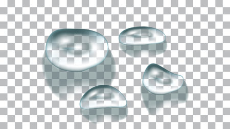 realistic water drop vector illustration set with transparent backgroundのイラスト素材