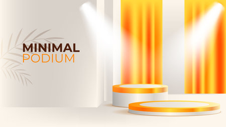Abstract round podium illuminated with spotlight. Award ceremony concept. Vector illustrationのイラスト素材