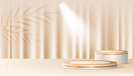 Podium and background for show product 3d realistic vector illustration.のイラスト素材