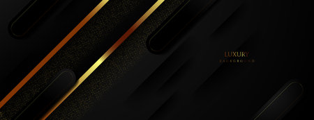 Abstract black and gold overlapping layers on dark background. Graphic concept for your designのイラスト素材