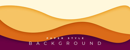 abstract wave paper cut background with golden color. vector illustrationのイラスト素材