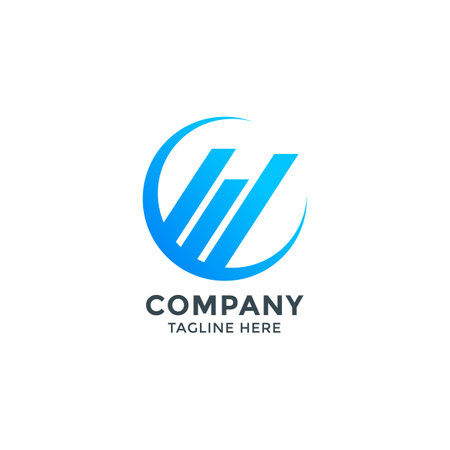 Chart in blue logo in whiteのイラスト素材