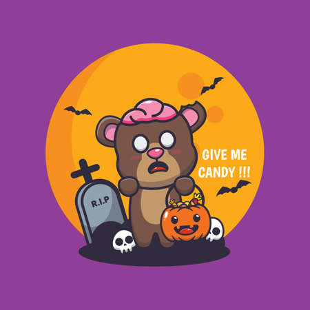 Cute bear zombie want candyのイラスト素材