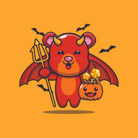 Cute devil bear in halloween day.のイラスト素材