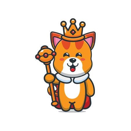 Cute cat king. Cute animal cartoon illustrationのイラスト素材
